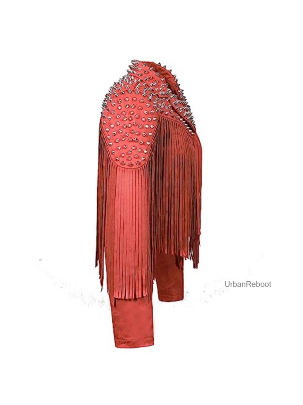 Women's Faux Leather Short Motorcycle Jacket with Tassel Rivet Detail - Picture 4 of 6